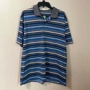PGA Tour Men's Blue and Gray Striped Shirt